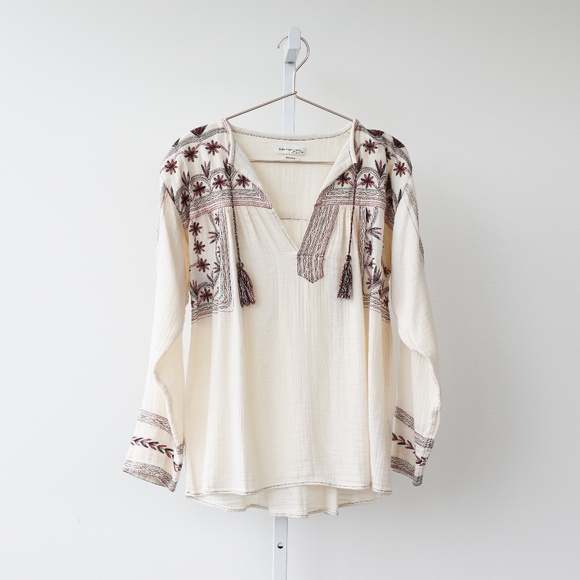 Isabel Marant Tops - Isabel Marant Étoile Cream Embroidered Cotton Top